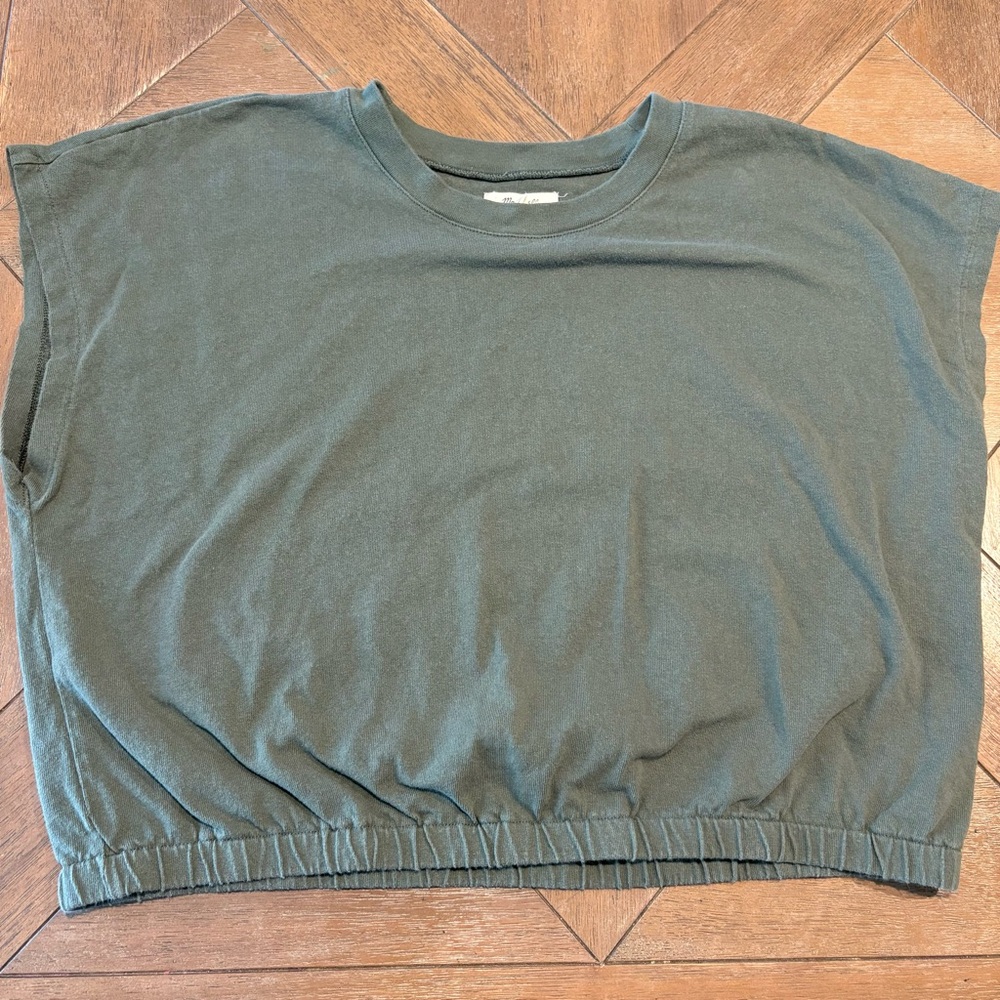 Madewell Banded Muscle Tee Shirt Size XXL Olive Green Elastic Hem - Picture 2 of 5